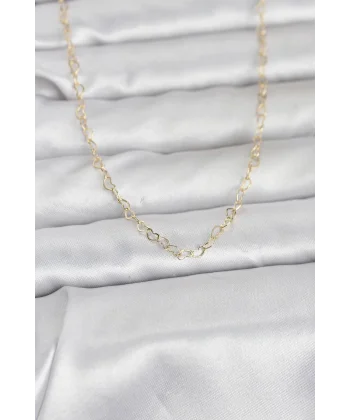 CM 14K Gold Renk Kalp Zincirli 60 cm Kadın Kolye