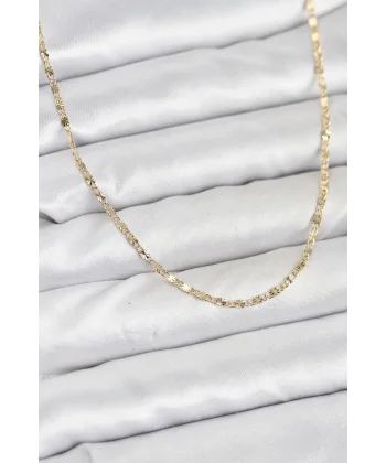 CM 14K Gold Renk Lazer İnce Zincirli Kadın Kolye