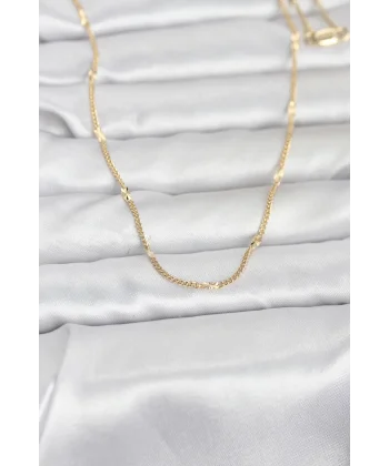 CM 14K Gold Renk Lazer Puntalı Model 60 cm Kadın Kolye
