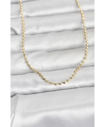 CM 14K Gold Renk Top Zincirli Model 60 cm Kadın Kolye