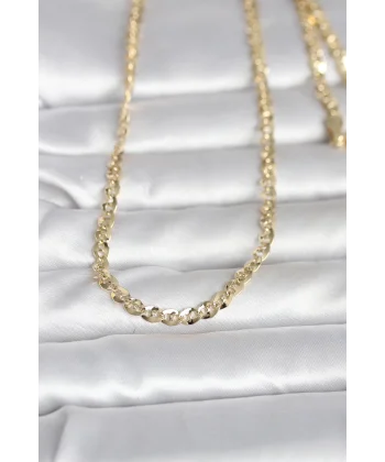 CM 14K Gold Renk Yassı Oval Zincirli Model 60 cm Kadın Kolye