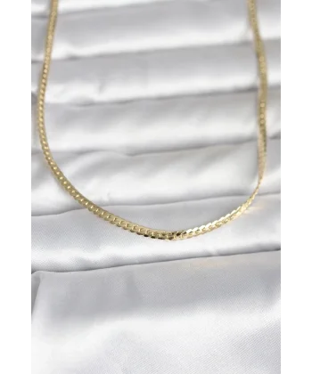 CM 14K Gold Renk Yassı Zincir Model 45 cm Kadın Kolye