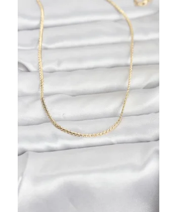 CM 14K Gold Renk Yassı Zincir Model 60 cm Kadın Kolye