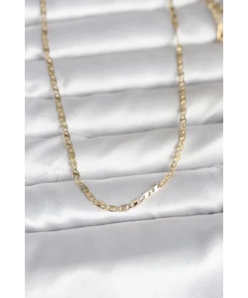 CM 14K Gold Renk Yassı Zincir Model 60 cm Kadın Kolye