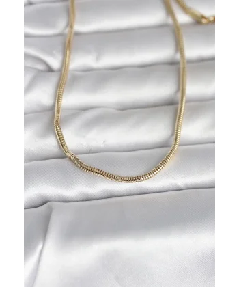 CM 14K Gold Renk Yılan Zincir Model 60 cm Kadın Kolye