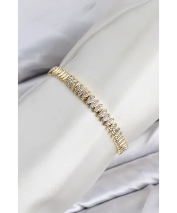 CM Arpa Model Zirkon Taşlı VIP Seri Gold Renk Pirinç Kadın Bileklik