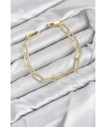 CM Ataş Zincir Model Gold Renk Pirinç Kadın Bileklik