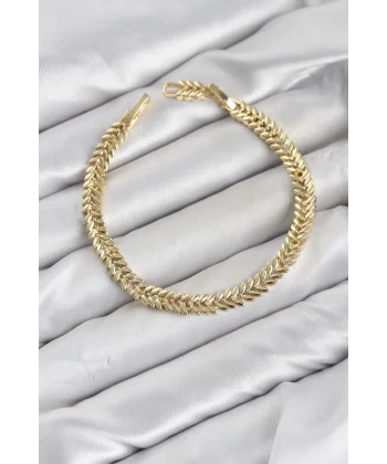 CM Başak Model Gold Renk Pirinç Kadın Bileklik