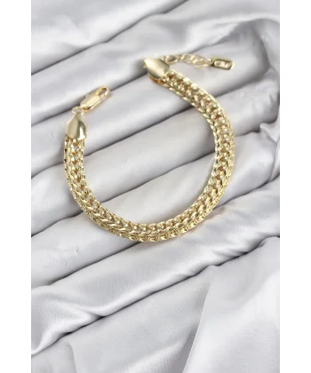 CM Kalın Singapur Model Gold Renk Pirinç Kadın Bileklik
