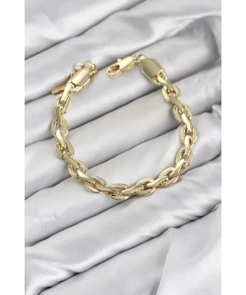 CM Kalın Zincir Model Gold Renk Pirinç Kadın Bileklik