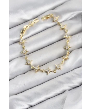 CM Kutup Yıldızı Model Gold Renk Zirkon Taşlı Kadın Bileklik