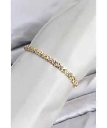 CM Model Zirkon Taşlı VIP Seri Gold Renk Pirinç Kadın Bileklik