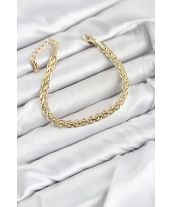 CM Singapur Zincir Model Gold Renk Pirinç Kadın Bileklik