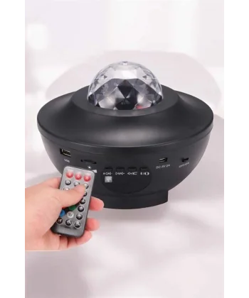 Çocuklara Özel Şarjlı Bluetooth Hoparlör Parti Led Lambası Yıldızlı Projeksiyon