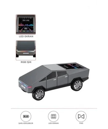D68 Cyber Model Araba Tasarımlı Bluetooth Hoparlör 15w Güçlü Ses Rgb Led /tws/usb Gri