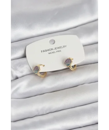 Deniz Kabuğu Model Gold Pirinç Çocuk Küpe