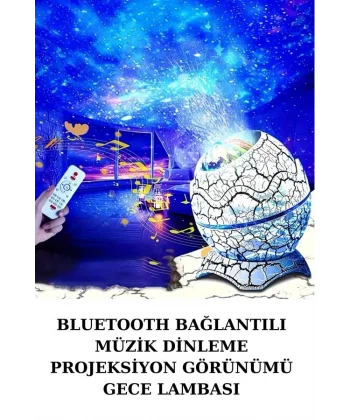 Dinozor Yumurtası Gece Masa Lambası Bluetooth Hoparlör 14 Renk Seçeneği
