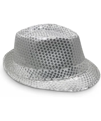 Disko  Gümüş Payetli Fötr Şapka Yetişkin Boy