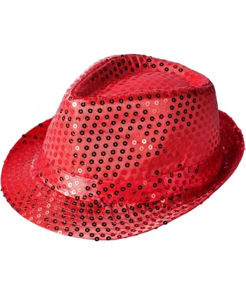 Disko  Kırmızı Payetli Fötr Şapka Yetişkin Boy