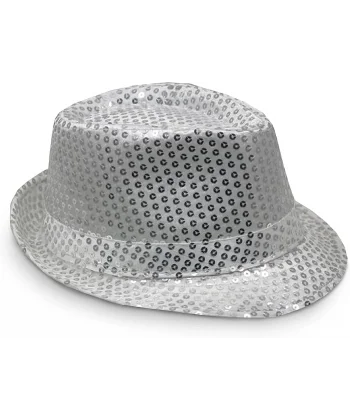 Disko  Gümüş Payetli Fötr Şapka Yetişkin Boy