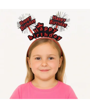Doğum Günü Kutlaması İçin Kırmızı Taç – Işıltılı Yazılı Parti Tacı