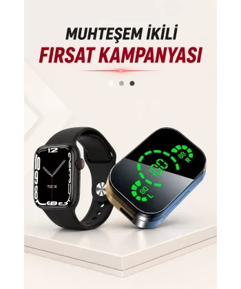 Dokunmatik Akıllı Saat Yeni Nesil Kulaklık Kampanyası ANC Özelliği Yüksek Ses Kaliteli