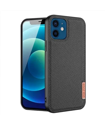 Dux Ducis Fino Serisi iPhone 12 -12 Pro 6.1inç Kılıf Premium Dokuma Silikon Kılıf-(5775)