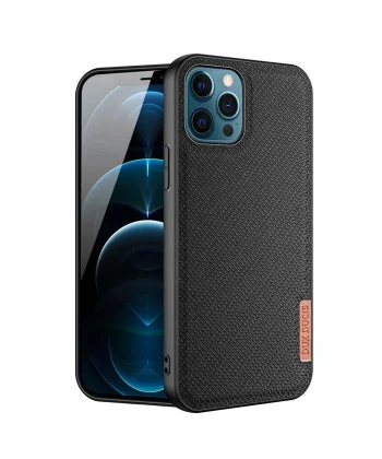 Dux Ducis Fino Serisi iPhone 12 Pro Max Kılıf Premium Dokuma Silikon Kılıf-(5775)