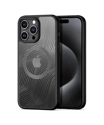Dux Ducis iPhone 15 Pro Aimo Series MagSafe Premium Buzlu Sert PC-TPU Kılıf-(5775)