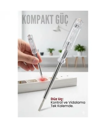Düz Uçlu Elektrik Kontrol Kalemi Faz Test Cihazı Voltaj Kontrol Anahtarı