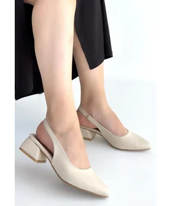 Evia Bej Cilt Topuklu Ayakkabı