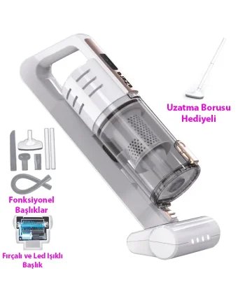 Ezere 15000pa LED Işıklı Kuru Islak Kullanım  Kablosuz Güçlü El Araç-Ev Süpürgesi-(5775)