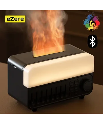 Ezere A14 Bluetooth Hoparlörlü Alev Efektli 8 Sesli Renkli Alev Görünümlü Aromaterapi Difüzörü Ultrasonik Hava Nemlendici-(5775)