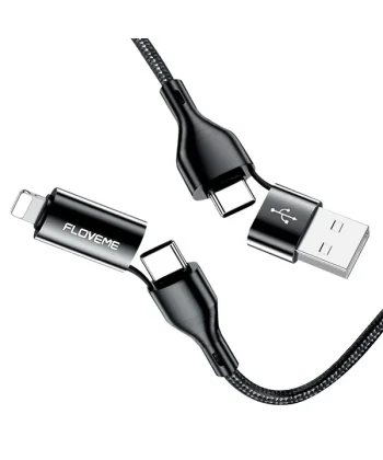 Floveme 4in1 USB To Type C -Type to Type Kablosu+iPhone Başlık USB 1M-(5775)