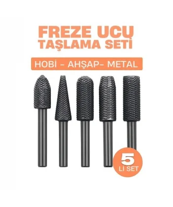 Freze Ucu Taşlama Seti Profesyonel Çelik Rotary Burr Seti  5li Metal İşleme Uçları