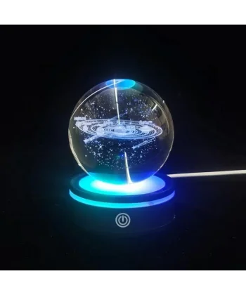 Gezegenler Tasarımlı Renk Değiştiren Dönen Cam Küre