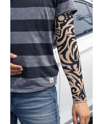 Giyilebilir Kol Dövmesi Çorap Dövme 3d Baskılı Kol Bacak Dövme 2 Adet Model 9