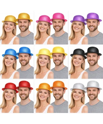 Glitter Simli Melon Şapka 9’lu Set - 9 Renk Parti Ve Kostüm Şapkası