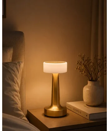 Gold Kare LED Masa Lambası Şarjlı Dimmer Kontrollü Dekoratif Işık
