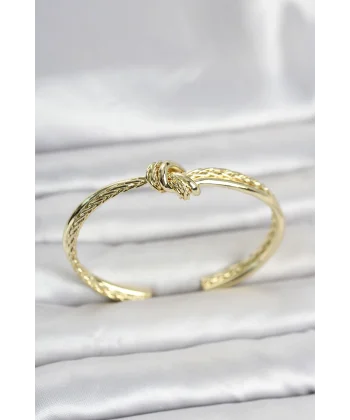 Gold Renk Düğüm Model Pirinç Kadın Bileklik