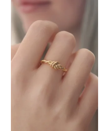 Gold Renk Halat Düğüm Model Kadın Yüzük