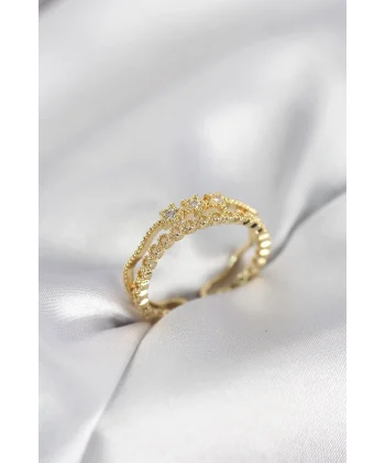 Gold Renk Minimal Yıldızlı Model Kadın Yüzük