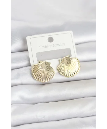 Gold Renk Pirinç Deniz Kabuğu Model Kadın Küpe