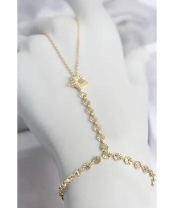 Gold Renk Pirinç Lazerli Yıldız Model Zirkon Taşlı Şahmeran