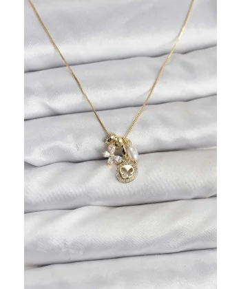 Gold Renk Pirinç Minimal Kelebek Charmlı Kadın Kolye