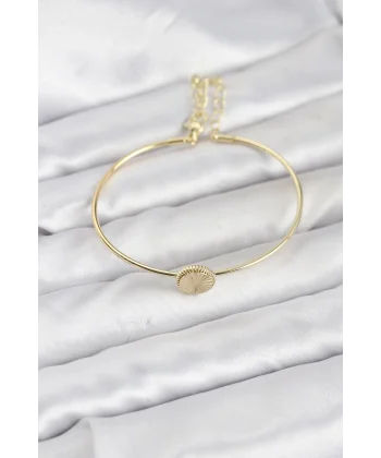 Gold Renk Pirinç Model Kadın Bileklik