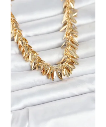 Gold Renk Pirinç Saçaklı Kadın Kadın Kolye