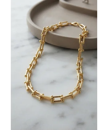 Gold Renk Pirinç Tifani Model Kadın Kolye