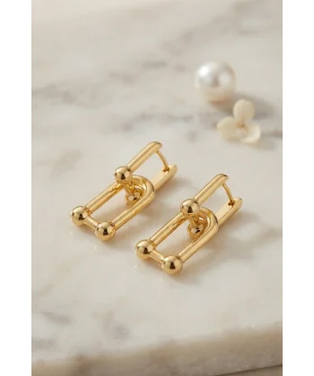 Gold Renk Pirinç Tifani Model Kadın Küpe