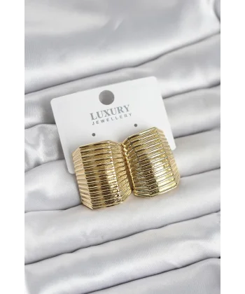 Gold Renk Pirinç Vintage Esintili Statement Küpe
